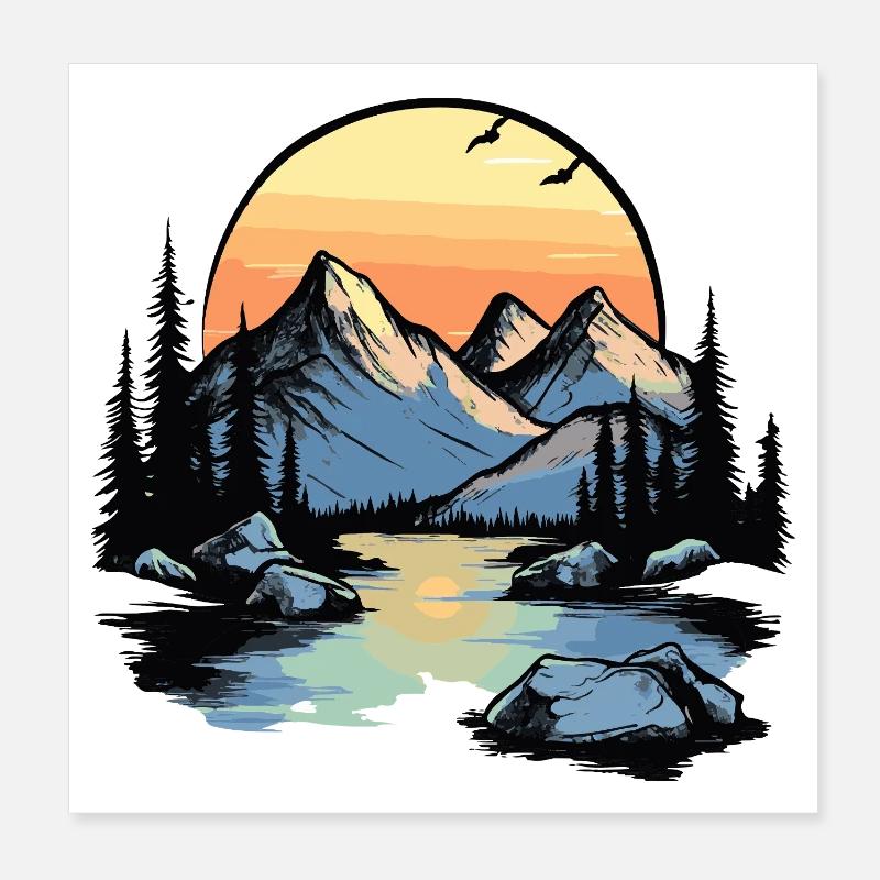 Mountains Nature Poster 8" x 8" (20x20 cm)