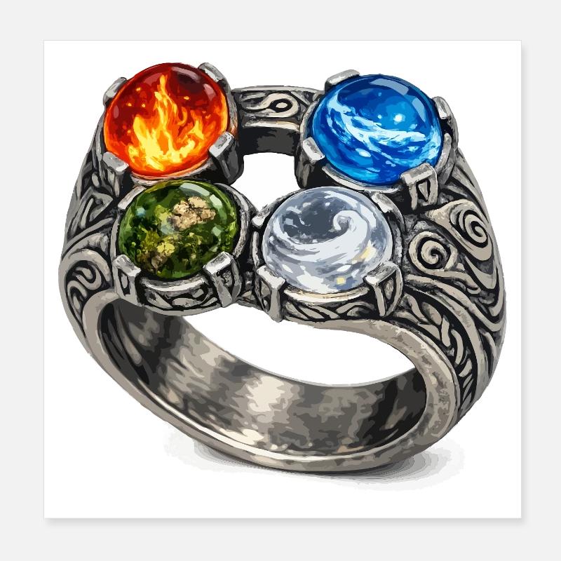 Four Elements Ring with Gemstones Poster 8" x 8" (20x20 cm)