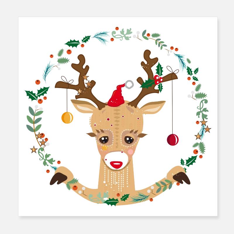 Cute reindeer Poster 8" x 8" (20x20 cm)