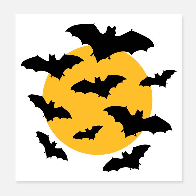 Bats & Moon Poster 20 x 20 cm