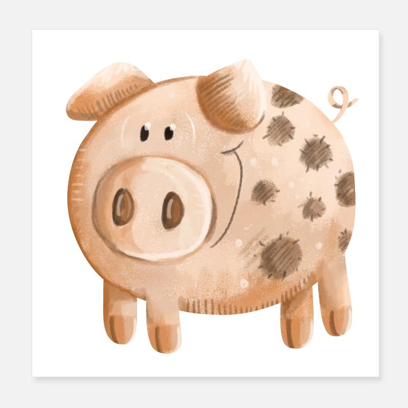 Petit cochon rose - cochon - porcelet Poster 20 x 20 cm