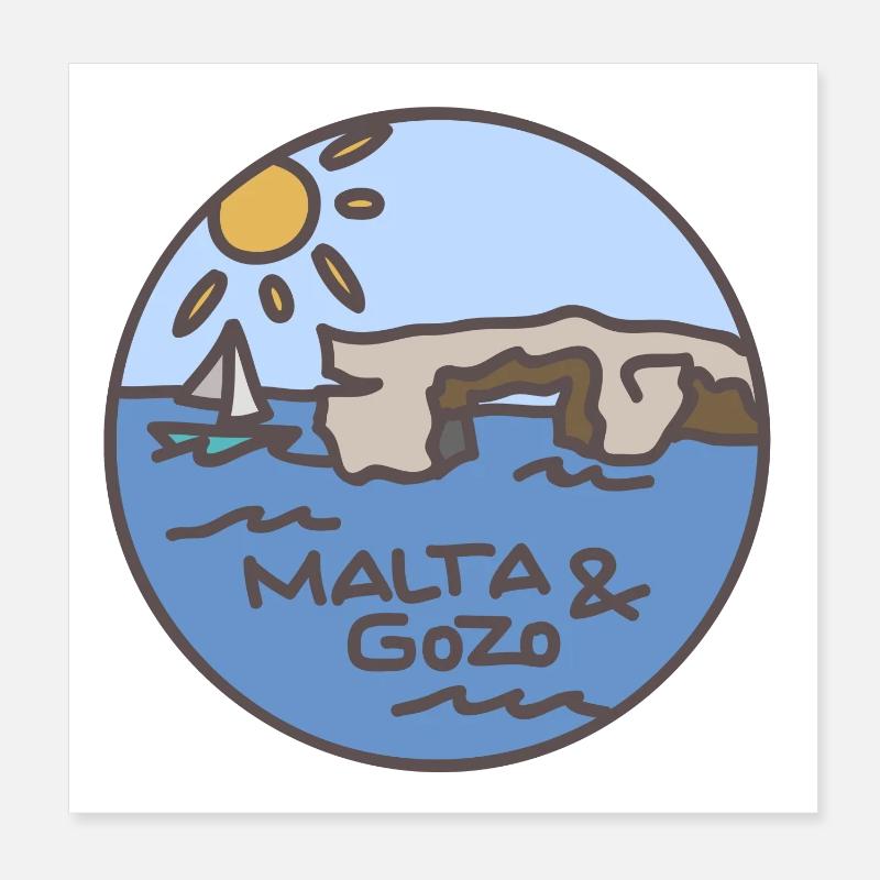 Malta / Gozo Illustration Poster 8" x 8" (20x20 cm)