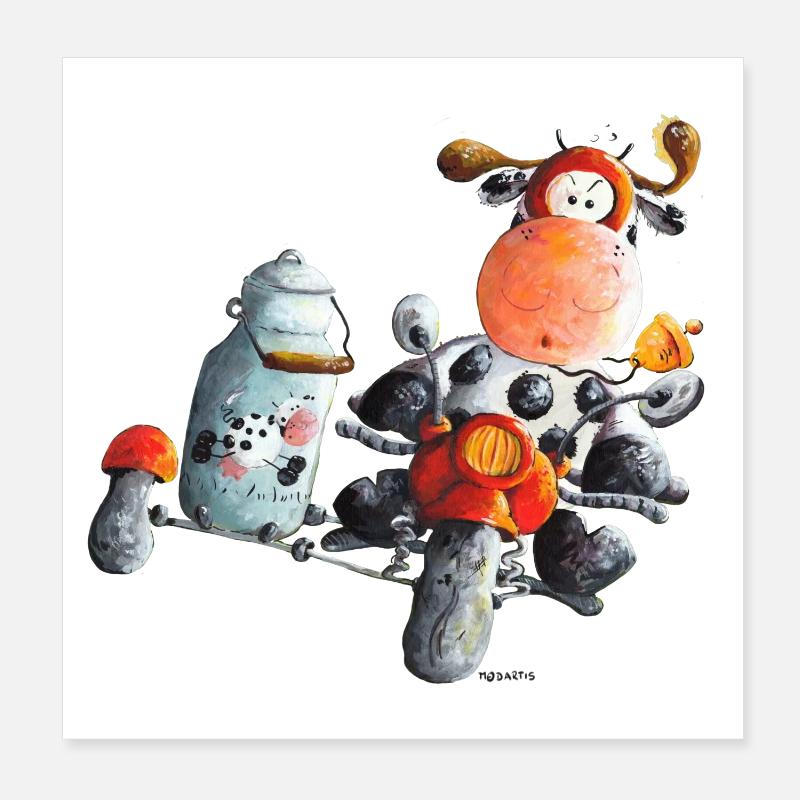 "Express Milk" - vache - moto Poster 20 x 20 cm