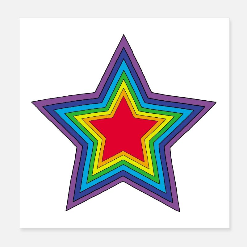Regenbogenstern Poster 20x20 cm
