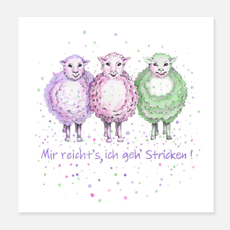 3 moutons " J’ai tendu le tricot ! » Poster 20 x 20 cm