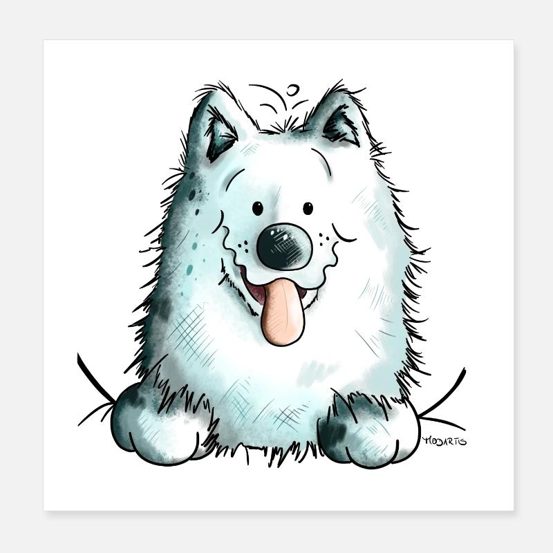 Neugieriger Samojede - Poster 20x20 cm - Weiß