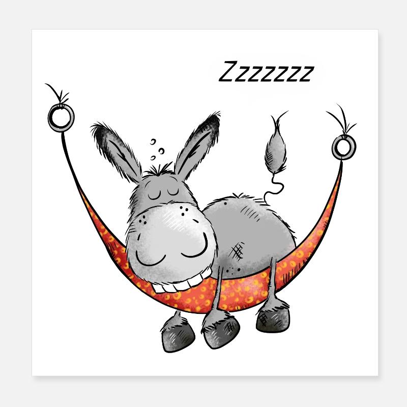 Der Esel schlummert Poster 20x20 cm