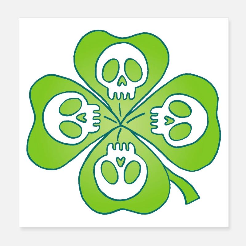 Skulls and four leaf clover Poster 8" x 8" (20x20 cm)