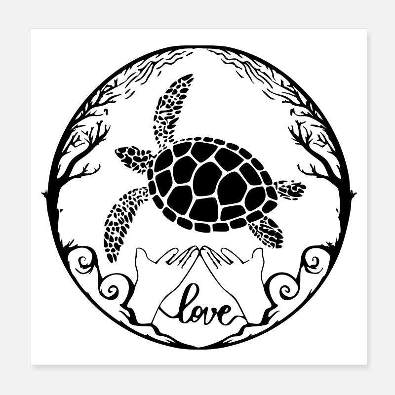 Sea turtle love Poster 8" x 8" (20x20 cm)