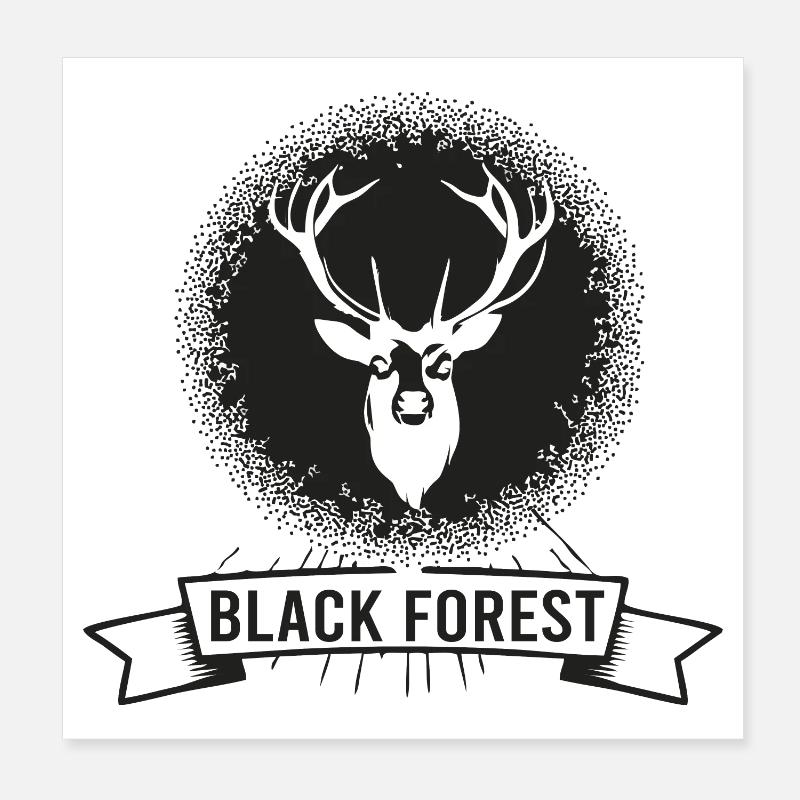 Dunkler Wald Hirsch Motiv Poster 20x20 cm