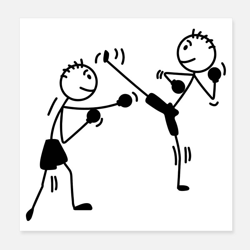 kickboxing high kick and punches Poster 8" x 8" (20x20 cm)
