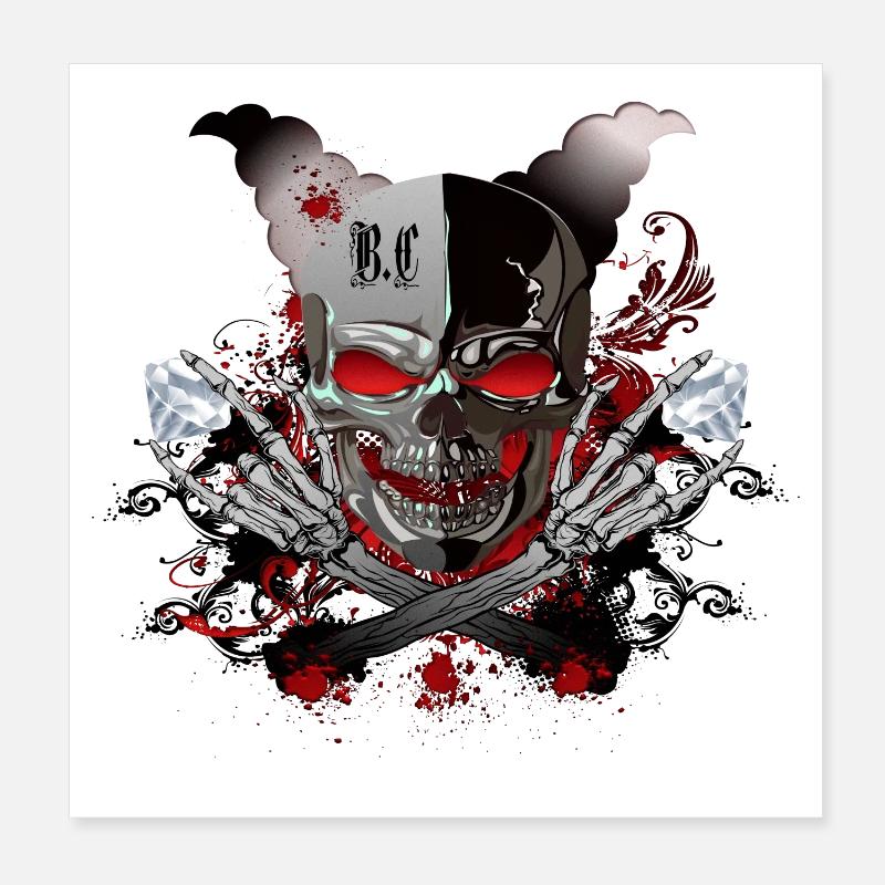 Diamanten Skull - Poster 20x20 cm - Weiß