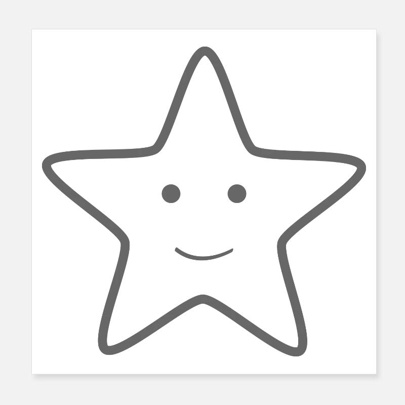 étoile souriante - Poster 20 x 20 cm - blanc