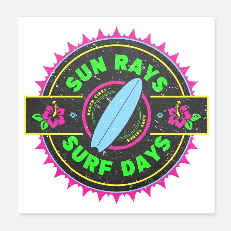 Surf Retro Surfer Conception graphique Poster 20 x 20 cm