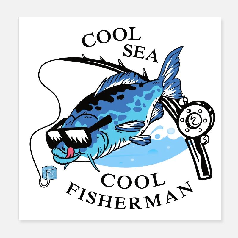 Cool anglers Poster 8" x 8" (20x20 cm)