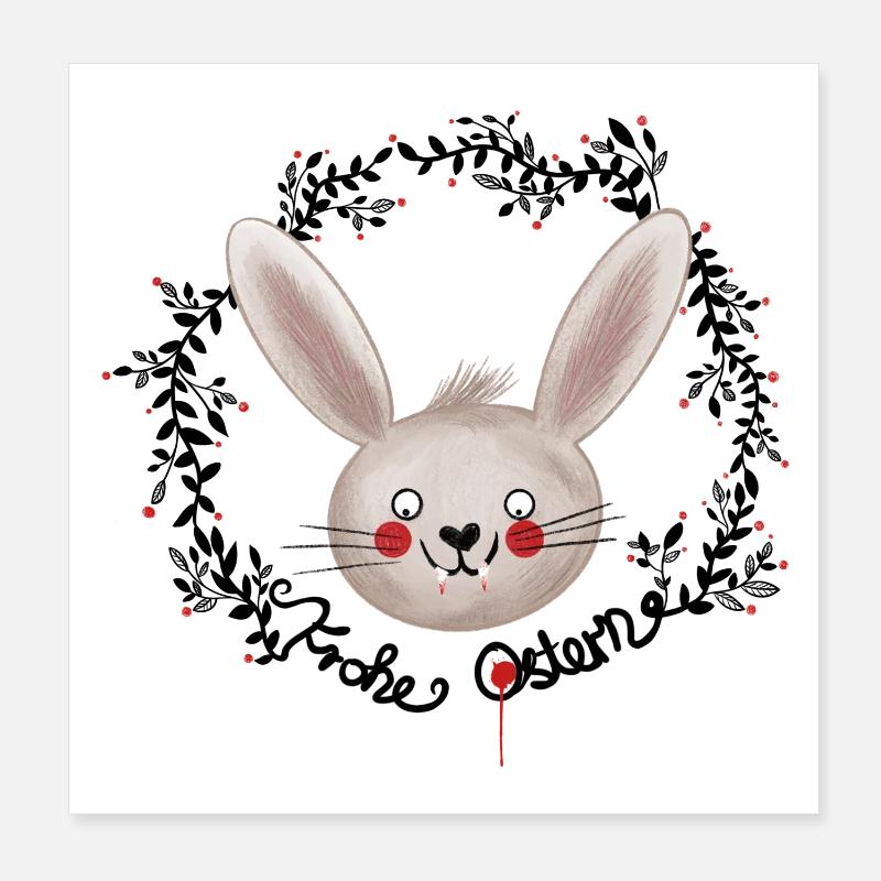 Vampire lapin de Pâques Joyeuses Pâques Illustration Poster 20 x 20 cm