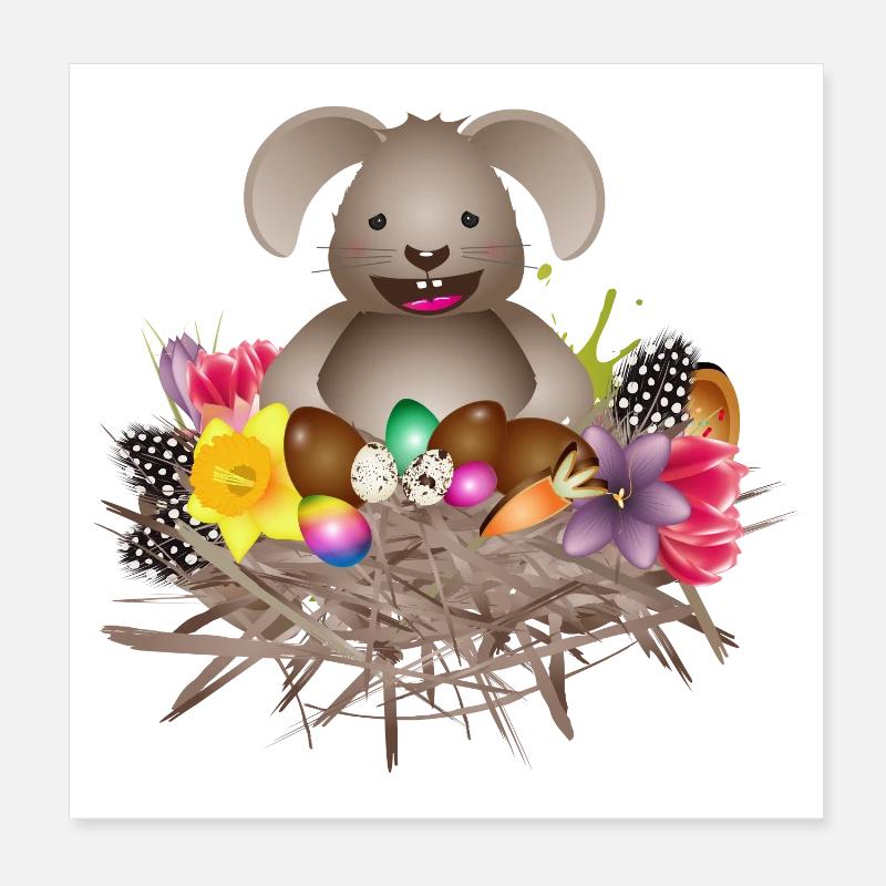 small Easter in the Easter nest full of Easter eggs Poster 8" x 8" (20x20 cm)
