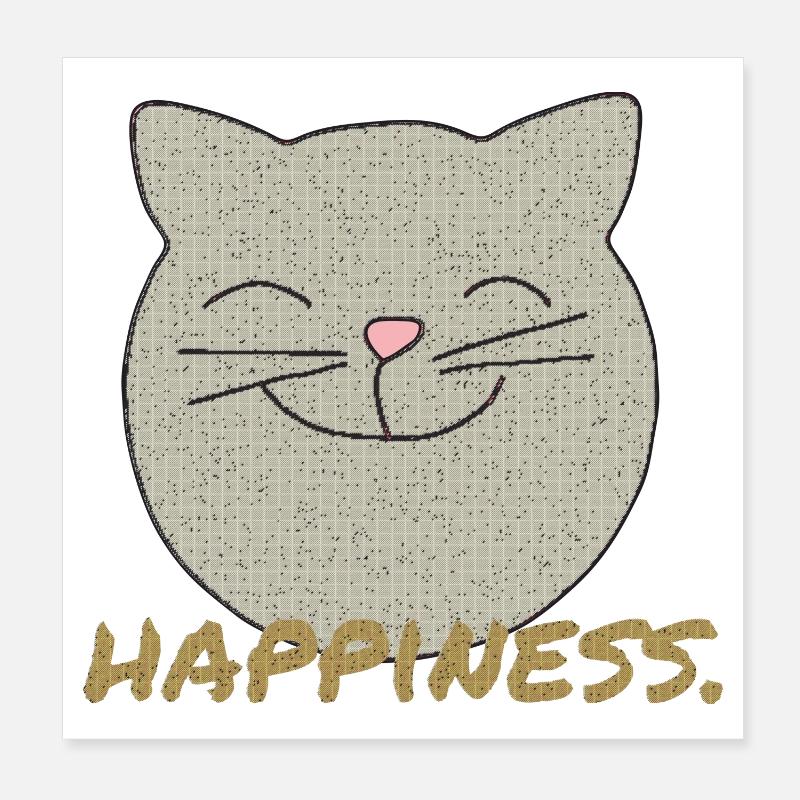 Bonheur de chat - Poster 20 x 20 cm - blanc