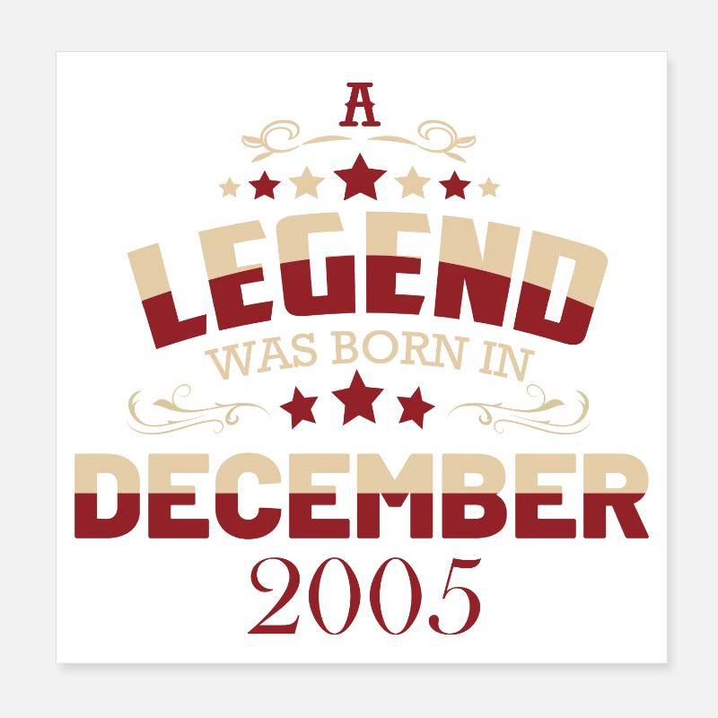 Geburtstag Legend Dezember 2005 Poster 20x20 cm