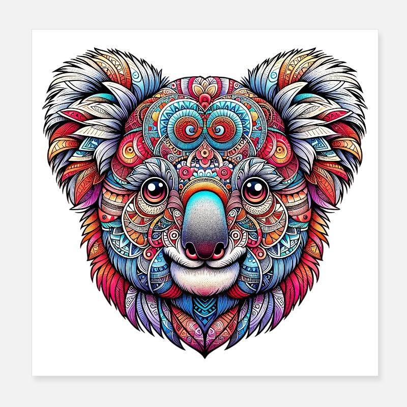 Koala decorated with Mandalas Poster 8" x 8" (20x20 cm)