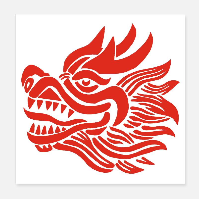Chinesischer Drachenkopf (Rot) Poster 20x20 cm
