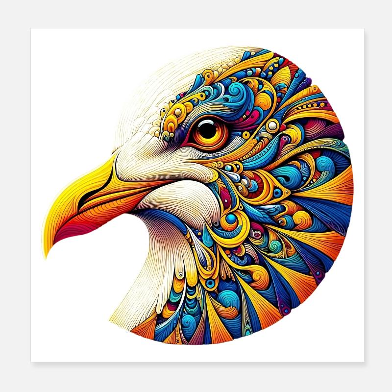Mouette décorée de Mandalas Poster 20 x 20 cm