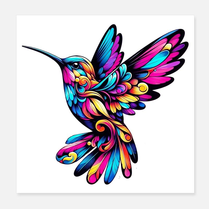 Hummingbird - Poster 8" x 8" (20x20 cm) - white