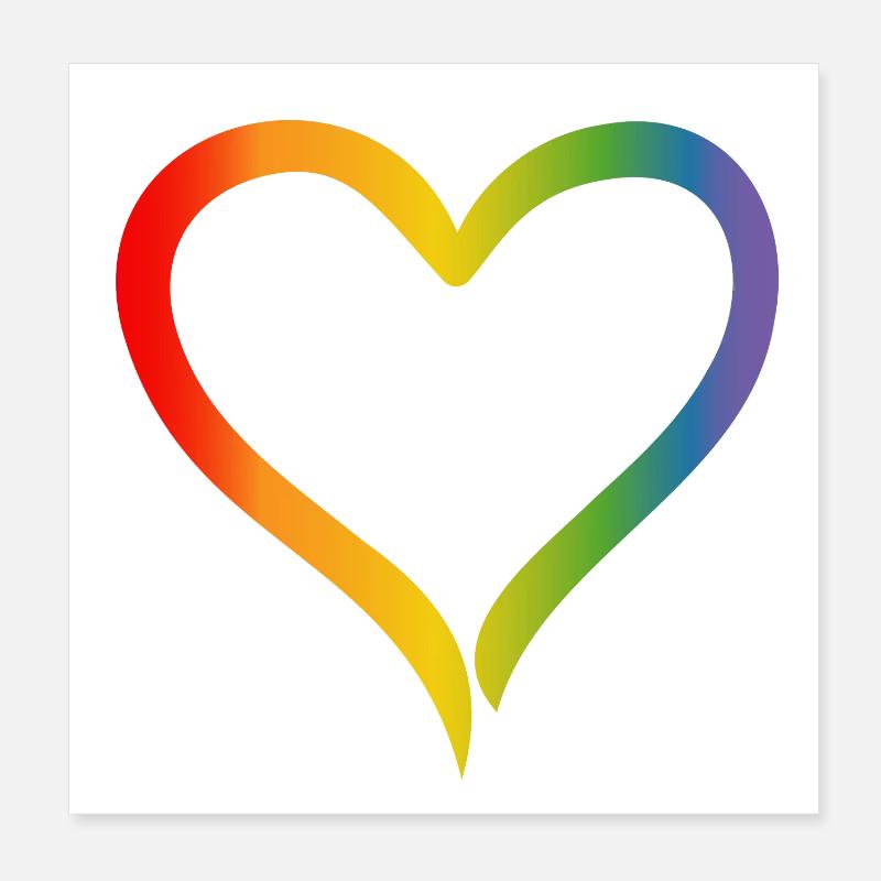 Regenbogen Herz LGBT lgbt tshirt - Poster 20x20 cm - Weiß