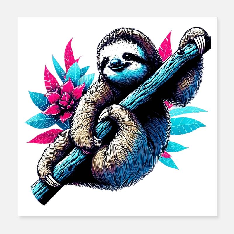 Paresse - Poster 20 x 20 cm - blanc