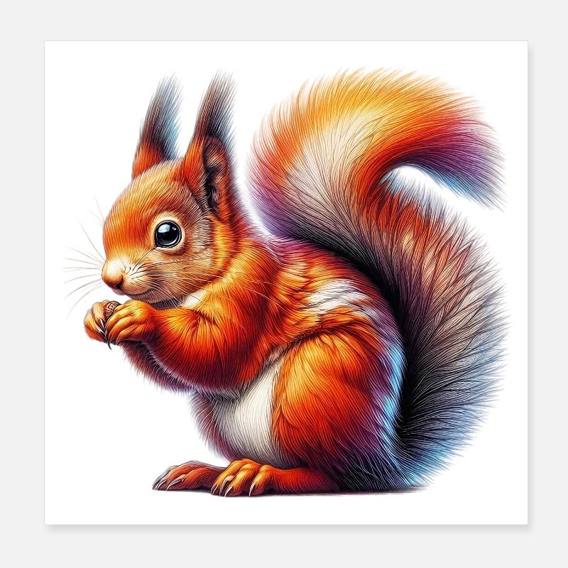 Eichhörnchen - Poster 20x20 cm - Weiß