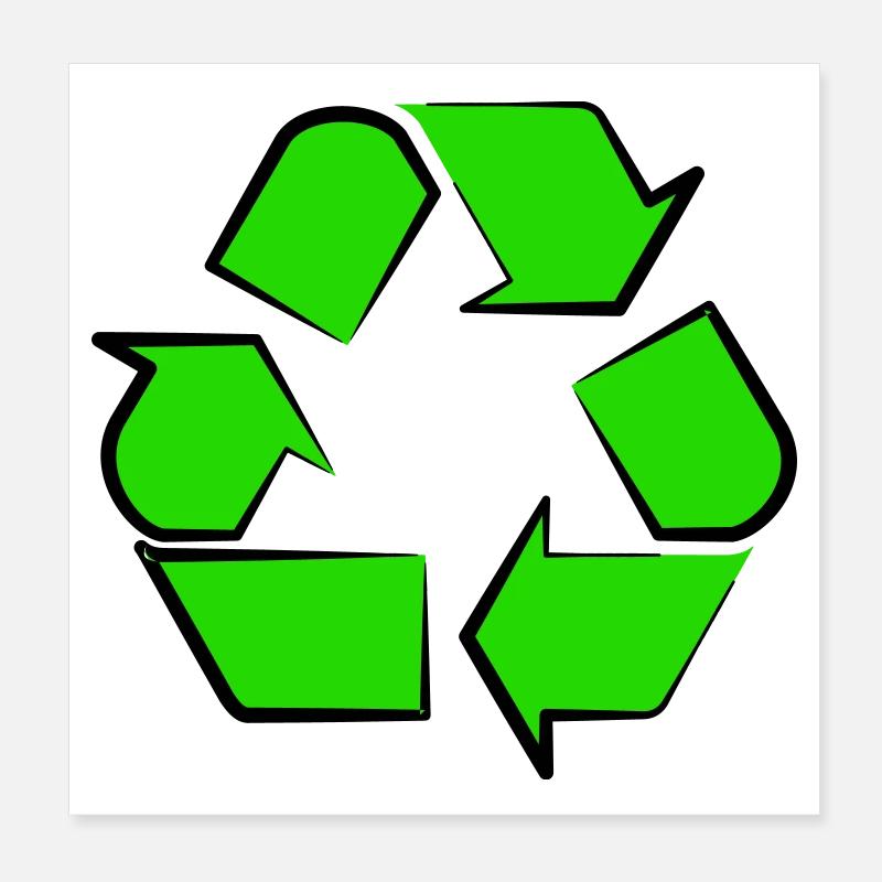 Neon Recycling Symbol Poster 20x20 cm