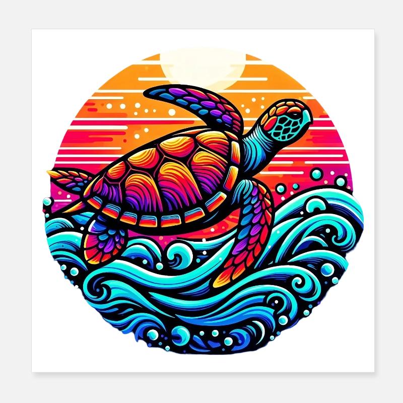 Schildkröte - Poster 20x20 cm - Weiß