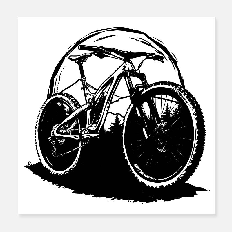 Dessin VTT Poster 20 x 20 cm
