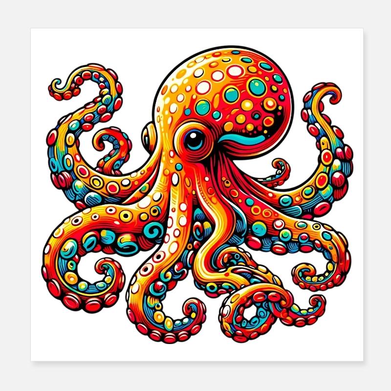 Krake Poster 20x20 cm