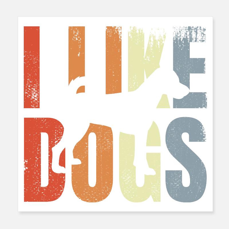 J’aime les chiens Poster 20 x 20 cm