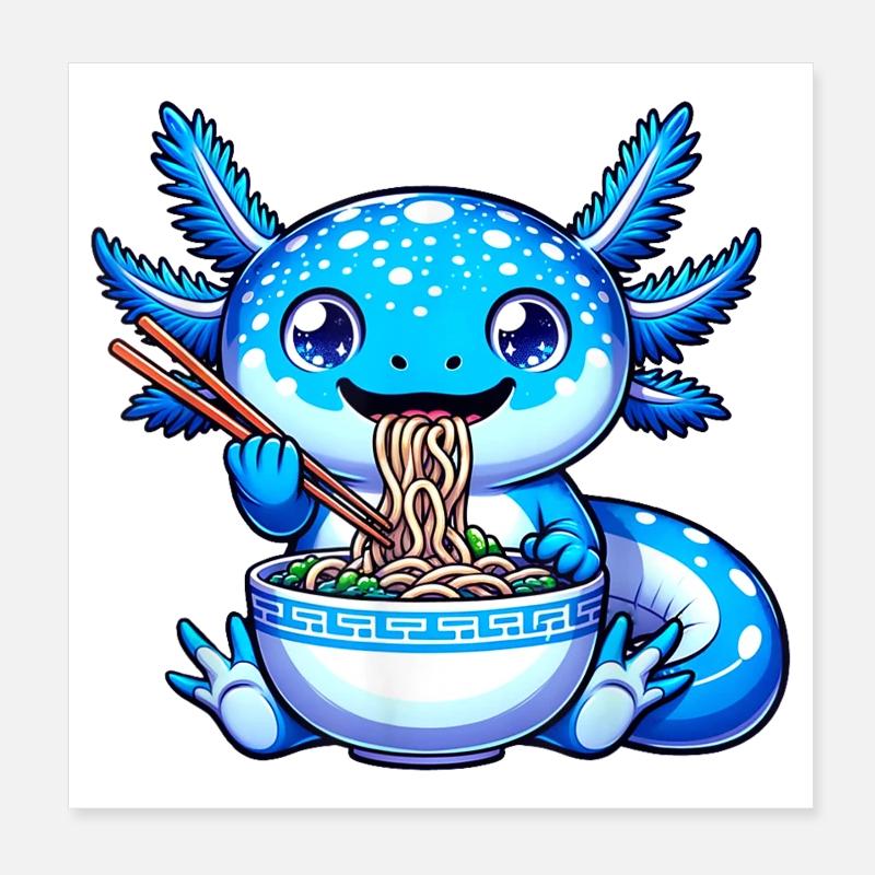 Blue Noodle Dragon Chopsticks Poster 8" x 8" (20x20 cm)