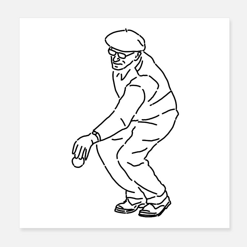 Petanque Player Left-Handed Poster 8" x 8" (20x20 cm)