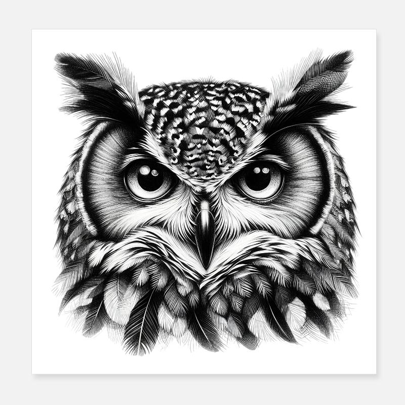 Hibou Poster 20 x 20 cm
