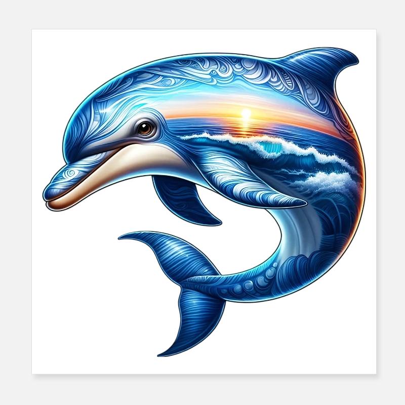 Delfin Poster 20x20 cm