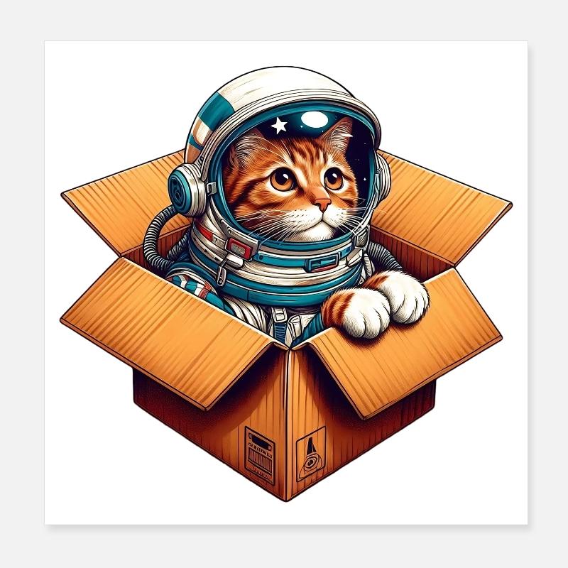 Astronaut Cat Poster 8" x 8" (20x20 cm)