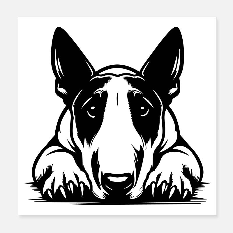 Bull Terrier Head with Paws Poster 8" x 8" (20x20 cm)