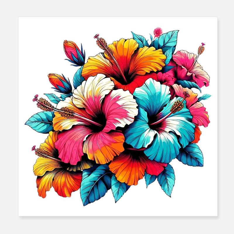 Fleurs d’hibiscus Poster 20 x 20 cm
