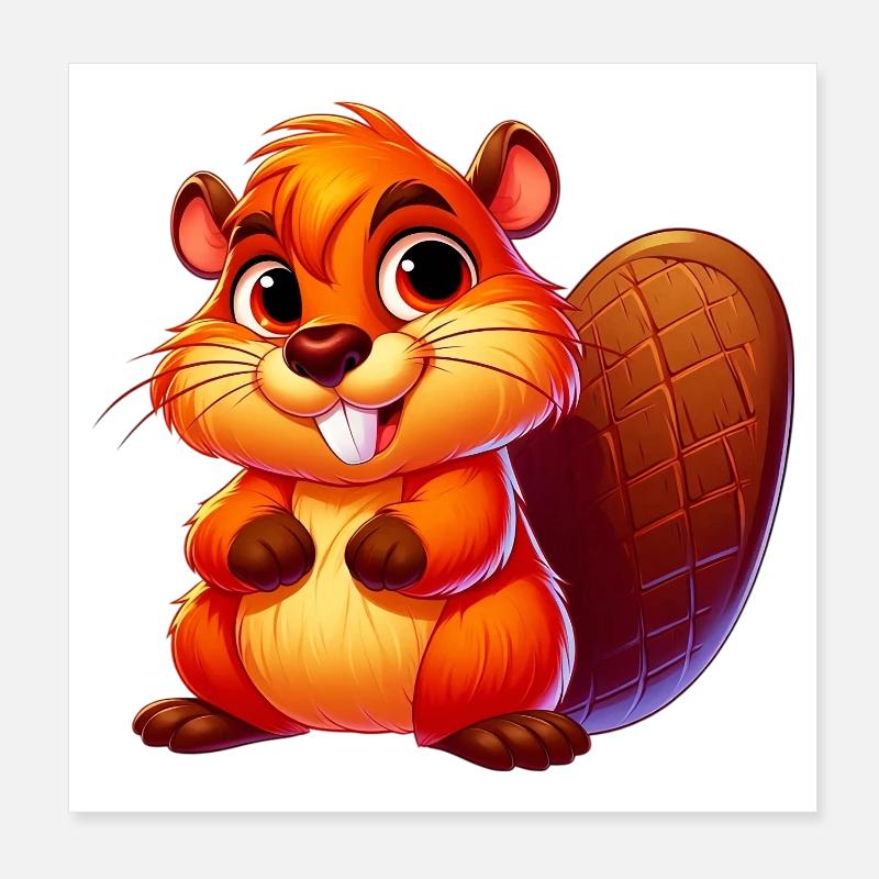 Beaver Poster 8" x 8" (20x20 cm)