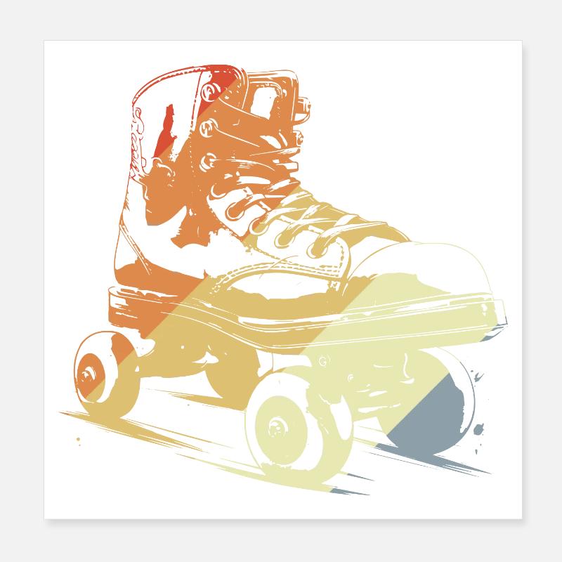 Retro Roller Skates Drawing Poster 8" x 8" (20x20 cm)
