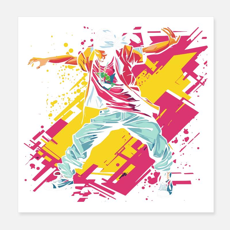 Breakdancer Graffiti - Poster 20x20 cm - Weiß