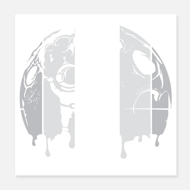 lune astronaute fusée spatiale graffiti logo rétro Poster 20 x 20 cm
