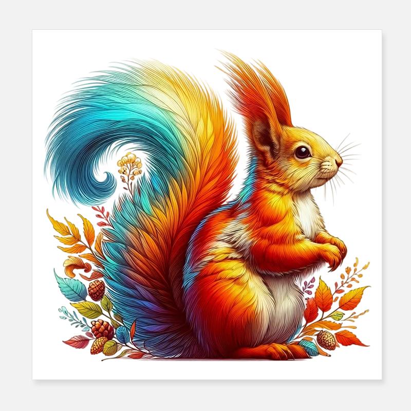 Squirrel Poster 8" x 8" (20x20 cm)