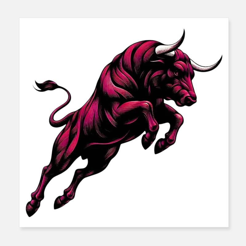 Bull Poster 8" x 8" (20x20 cm)