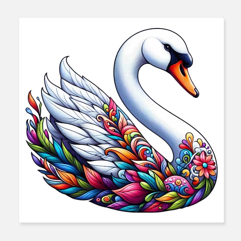 Swan Poster 8" x 8" (20x20 cm)