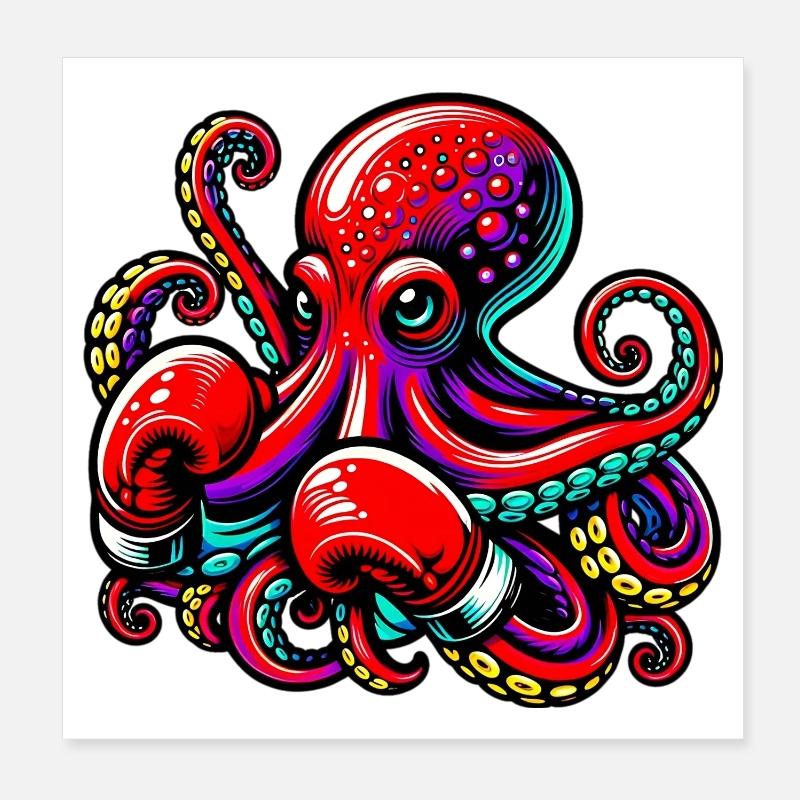 Krake Poster 20x20 cm